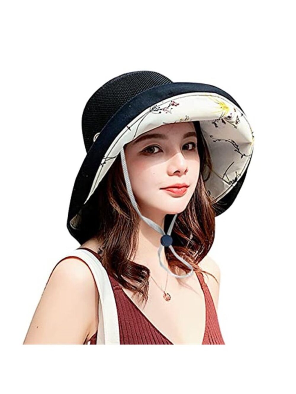 Women's Wide Brim Sun Hat Metal Wired Edge Summer UV Protection
